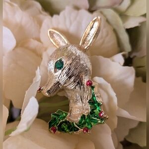 Vintage Reindeer Christmas Brooch by Gerry